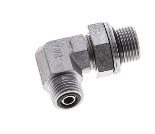 UNF 9/16''-18 x G 3/8'' Außengewinde Verzinkter Stahl 90 Grad Winkelverschraubung ORFS 400 Bar - Hydraulisch