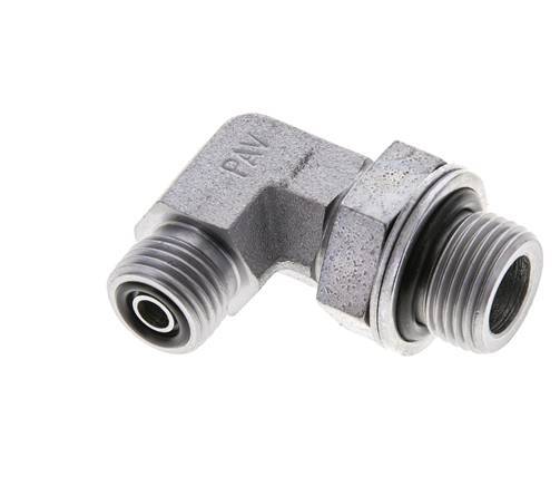 UNF 9/16''-18 x G 3/8'' Außengewinde Verzinkter Stahl 90 Grad Winkelverschraubung ORFS 400 Bar - Hydraulisch