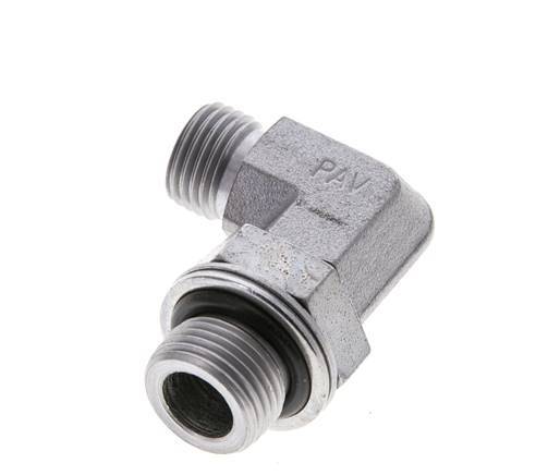 UNF 9/16''-18 x G 3/8'' Außengewinde Verzinkter Stahl 90 Grad Winkelverschraubung ORFS 400 Bar - Hydraulisch