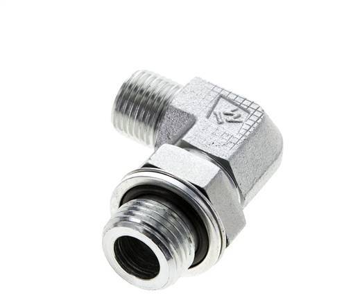 UN 11/16''-16 x G 1/2'' Männlich Verzinkter Stahl 90 Grad Winkelverschraubung ORFS 400 Bar - Hydraulisch