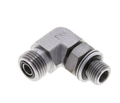 UN 11/16''-16 x G 1/4'' männlich Verzinkter Stahl 90 Grad Winkelverschraubung ORFS 400 Bar - Hydraulisch