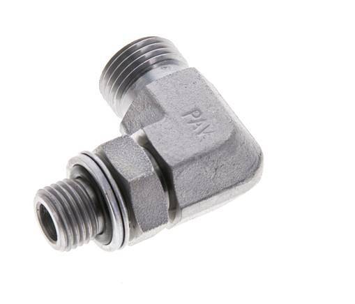 UN 11/16''-16 x G 1/4'' männlich Verzinkter Stahl 90 Grad Winkelverschraubung ORFS 400 Bar - Hydraulisch