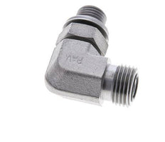 UN 11/16''-16 x G 1/4'' Male Zinc plated Steel 90 deg Elbow Fitting ORFS 400 Bar - Hydraulic