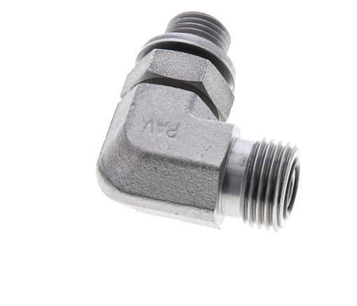 UN 11/16''-16 x G 1/4'' männlich Verzinkter Stahl 90 Grad Winkelverschraubung ORFS 400 Bar - Hydraulisch