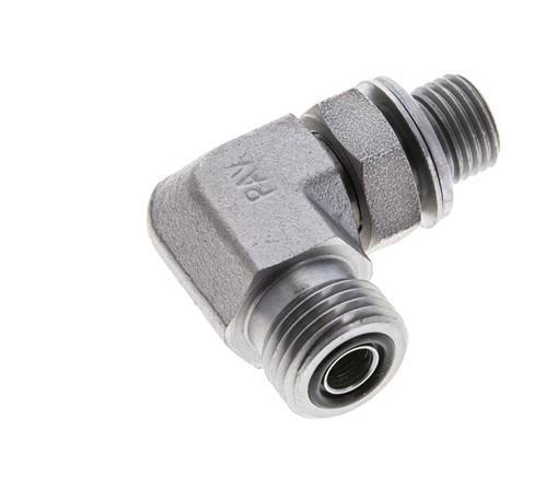 UN 11/16''-16 x G 1/4'' männlich Verzinkter Stahl 90 Grad Winkelverschraubung ORFS 400 Bar - Hydraulisch