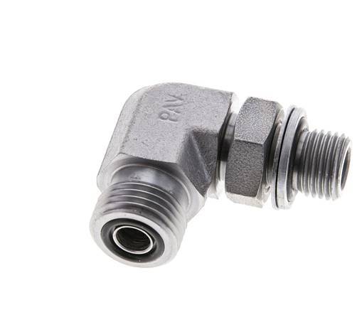 UN 11/16''-16 x G 1/4'' männlich Verzinkter Stahl 90 Grad Winkelverschraubung ORFS 400 Bar - Hydraulisch