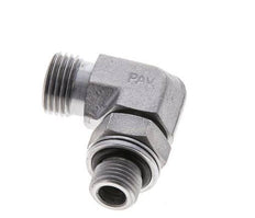 UN 11/16''-16 x G 1/4'' männlich Verzinkter Stahl 90 Grad Winkelverschraubung ORFS 400 Bar - Hydraulisch