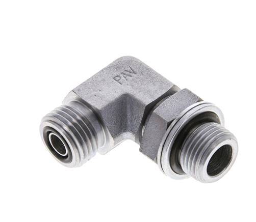 UN 11/16''-16 x G 3/8'' Männlich Verzinkter Stahl 90 Grad Winkelverschraubung ORFS 400 Bar - Hydraulisch