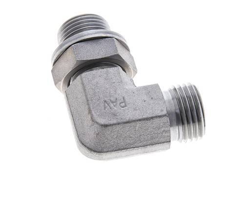 UN 11/16''-16 x G 3/8'' Männlich Verzinkter Stahl 90 Grad Winkelverschraubung ORFS 400 Bar - Hydraulisch