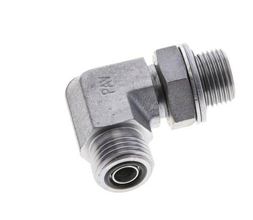 UN 11/16''-16 x G 3/8'' Männlich Verzinkter Stahl 90 Grad Winkelverschraubung ORFS 400 Bar - Hydraulisch