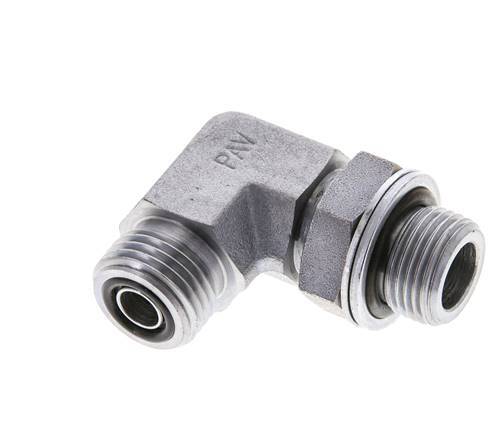 UN 11/16''-16 x G 3/8'' Männlich Verzinkter Stahl 90 Grad Winkelverschraubung ORFS 400 Bar - Hydraulisch