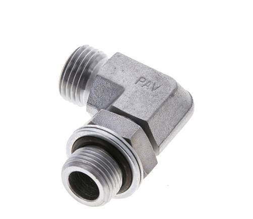 UN 11/16''-16 x G 3/8'' Männlich Verzinkter Stahl 90 Grad Winkelverschraubung ORFS 400 Bar - Hydraulisch