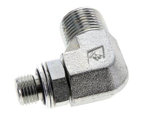 UN 13/16''-16 x G 1/4'' männlich Verzinkter Stahl 90 Grad Winkelverschraubung ORFS 400 Bar - Hydraulisch
