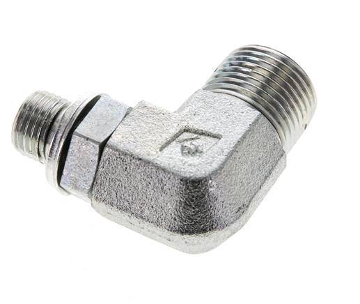 UN 13/16''-16 x G 1/4'' männlich Verzinkter Stahl 90 Grad Winkelverschraubung ORFS 400 Bar - Hydraulisch