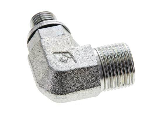 UN 13/16''-16 x G 1/4'' männlich Verzinkter Stahl 90 Grad Winkelverschraubung ORFS 400 Bar - Hydraulisch
