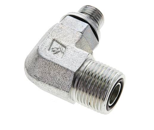 UN 13/16''-16 x G 1/4'' männlich Verzinkter Stahl 90 Grad Winkelverschraubung ORFS 400 Bar - Hydraulisch