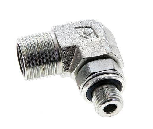 UN 13/16''-16 x G 1/4'' männlich Verzinkter Stahl 90 Grad Winkelverschraubung ORFS 400 Bar - Hydraulisch