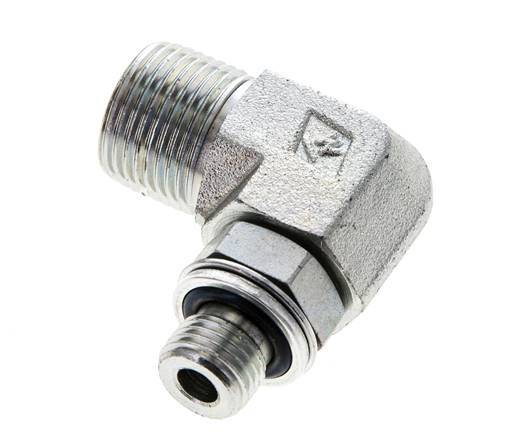 UN 13/16''-16 x G 1/4'' männlich Verzinkter Stahl 90 Grad Winkelverschraubung ORFS 400 Bar - Hydraulisch