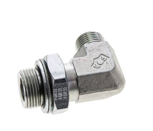 UN 13/16''-16 x G 3/4'' männlich Verzinkter Stahl 90 Grad Winkelverschraubung ORFS 400 Bar - Hydraulisch