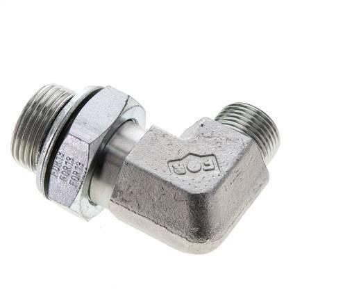 UN 13/16''-16 x G 3/4'' männlich Verzinkter Stahl 90 Grad Winkelverschraubung ORFS 400 Bar - Hydraulisch