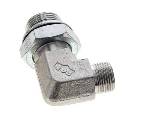 UN 13/16''-16 x G 3/4'' männlich Verzinkter Stahl 90 Grad Winkelverschraubung ORFS 400 Bar - Hydraulisch