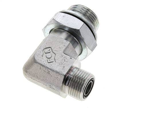 UN 13/16''-16 x G 3/4'' männlich Verzinkter Stahl 90 Grad Winkelverschraubung ORFS 400 Bar - Hydraulisch