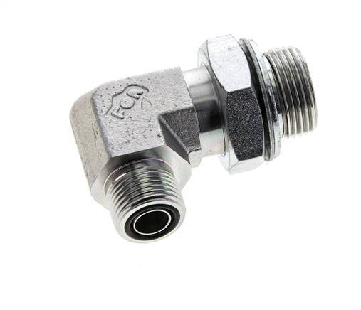UN 13/16''-16 x G 3/4'' männlich Verzinkter Stahl 90 Grad Winkelverschraubung ORFS 400 Bar - Hydraulisch