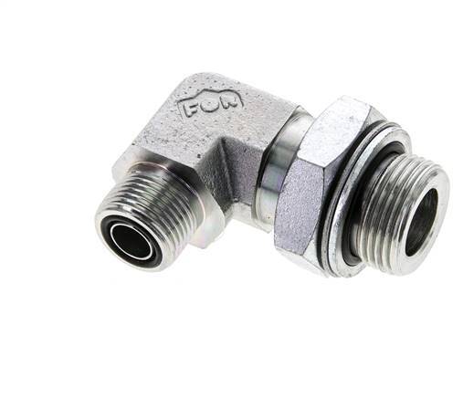 UN 13/16''-16 x G 3/4'' männlich Verzinkter Stahl 90 Grad Winkelverschraubung ORFS 400 Bar - Hydraulisch