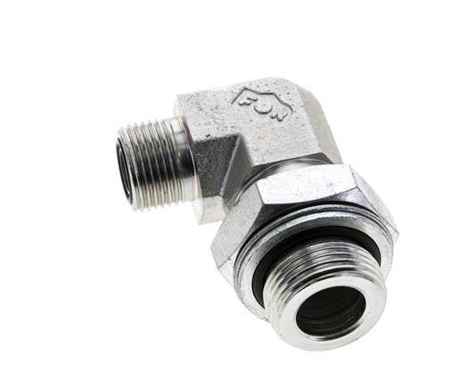 UN 13/16''-16 x G 3/4'' männlich Verzinkter Stahl 90 Grad Winkelverschraubung ORFS 400 Bar - Hydraulisch