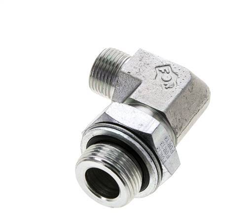 UN 13/16''-16 x G 3/4'' männlich Verzinkter Stahl 90 Grad Winkelverschraubung ORFS 400 Bar - Hydraulisch