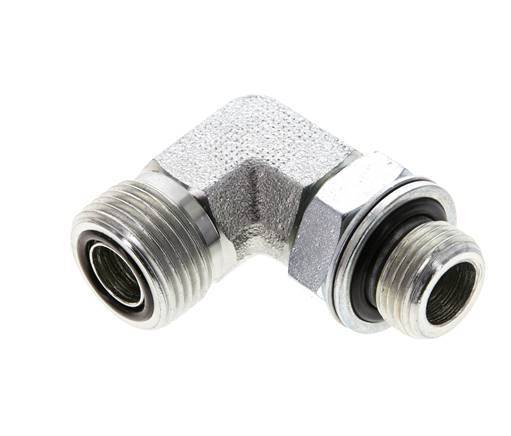 UN 13/16''-16 x G 3/8'' Außengewinde Verzinkter Stahl 90 Grad Winkelverschraubung ORFS 400 Bar - Hydraulisch