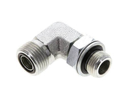 UN 13/16''-16 x G 3/8'' Außengewinde Verzinkter Stahl 90 Grad Winkelverschraubung ORFS 400 Bar - Hydraulisch