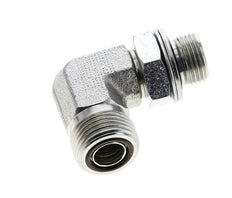 UN 13/16''-16 x G 3/8'' Außengewinde Verzinkter Stahl 90 Grad Winkelverschraubung ORFS 400 Bar - Hydraulisch