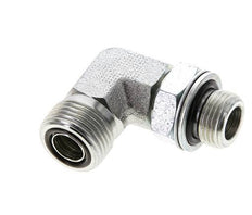 UN 13/16''-16 x G 3/8'' Außengewinde Verzinkter Stahl 90 Grad Winkelverschraubung ORFS 400 Bar - Hydraulisch