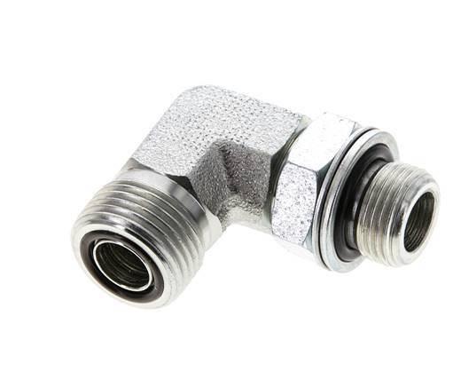 UN 13/16''-16 x G 3/8'' Male Zinc plated Steel 90 deg Elbow Fitting ORFS 400 Bar - Hydraulic