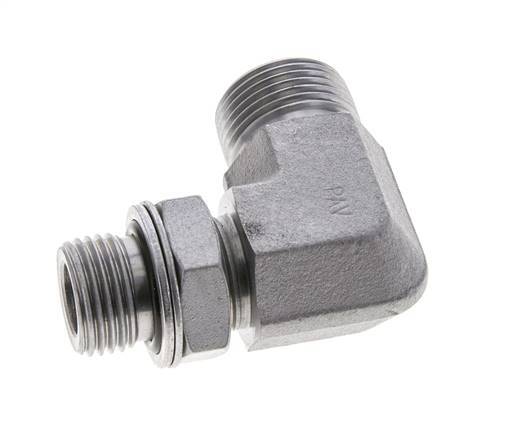 UNS 1''-14 x G 1/2'' männlich Verzinkter Stahl 90 Grad Winkelverschraubung ORFS 400 Bar - Hydraulisch