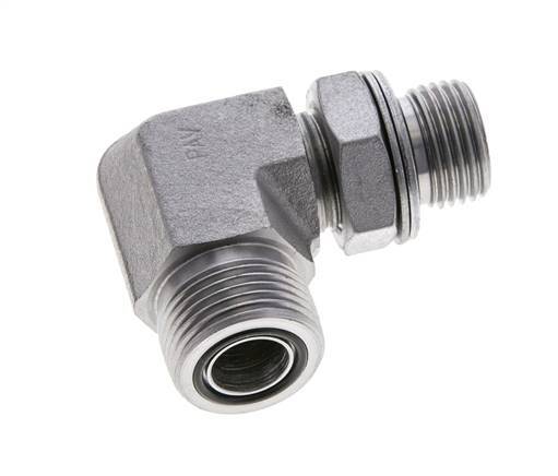 UNS 1''-14 x G 1/2'' männlich Verzinkter Stahl 90 Grad Winkelverschraubung ORFS 400 Bar - Hydraulisch