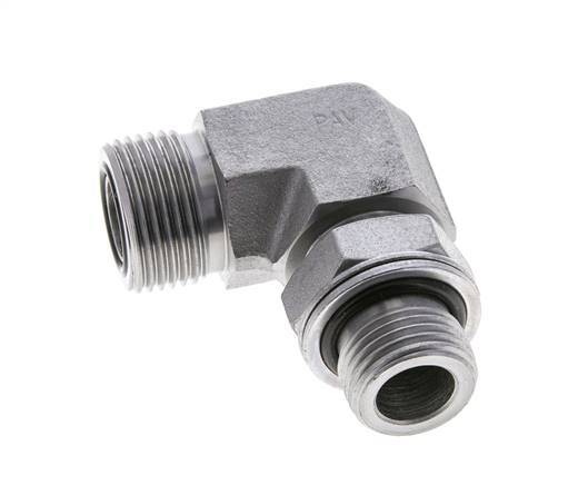UNS 1''-14 x G 1/2'' männlich Verzinkter Stahl 90 Grad Winkelverschraubung ORFS 400 Bar - Hydraulisch