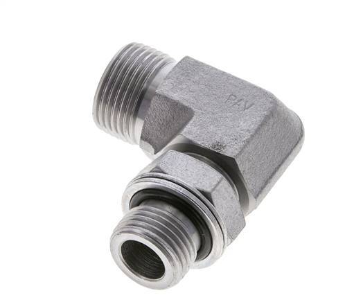 UNS 1''-14 x G 1/2'' männlich Verzinkter Stahl 90 Grad Winkelverschraubung ORFS 400 Bar - Hydraulisch