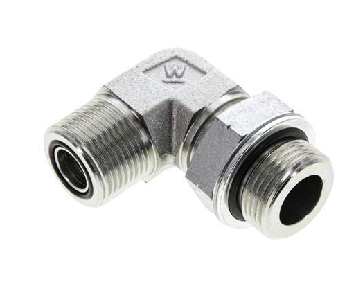 UNS 1''-14 x G 3/4'' Außengewinde Verzinkter Stahl 90 Grad Winkelverschraubung ORFS 400 Bar - Hydraulik
