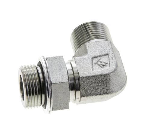 UNS 1''-14 x G 3/4'' Außengewinde Verzinkter Stahl 90 Grad Winkelverschraubung ORFS 400 Bar - Hydraulik