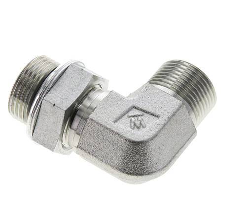 UNS 1''-14 x G 3/4'' Außengewinde Verzinkter Stahl 90 Grad Winkelverschraubung ORFS 400 Bar - Hydraulik