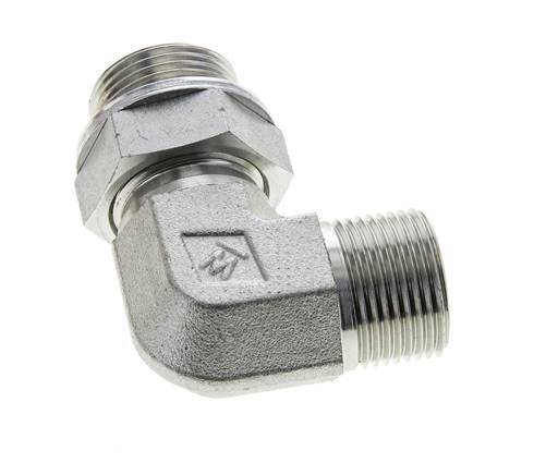 UNS 1''-14 x G 3/4'' Außengewinde Verzinkter Stahl 90 Grad Winkelverschraubung ORFS 400 Bar - Hydraulik