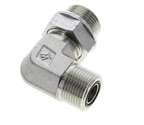 UNS 1''-14 x G 3/4'' Außengewinde Verzinkter Stahl 90 Grad Winkelverschraubung ORFS 400 Bar - Hydraulik