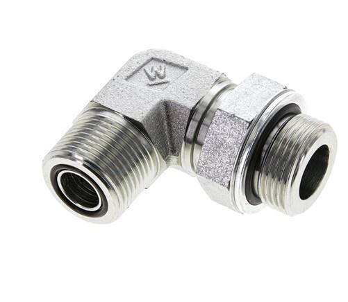 UNS 1''-14 x G 3/4'' Außengewinde Verzinkter Stahl 90 Grad Winkelverschraubung ORFS 400 Bar - Hydraulik