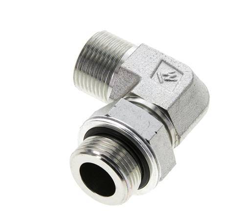 UNS 1''-14 x G 3/4'' Außengewinde Verzinkter Stahl 90 Grad Winkelverschraubung ORFS 400 Bar - Hydraulik