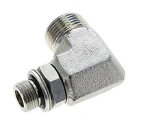 UNS 1''-14 x G 3/8'' Außengewinde Verzinkter Stahl 90 Grad Winkelverschraubung ORFS 400 Bar - Hydraulik