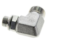 UNS 1''-14 x G 3/8'' Außengewinde Verzinkter Stahl 90 Grad Winkelverschraubung ORFS 400 Bar - Hydraulik