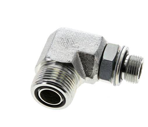 UNS 1''-14 x G 3/8'' Außengewinde Verzinkter Stahl 90 Grad Winkelverschraubung ORFS 400 Bar - Hydraulik