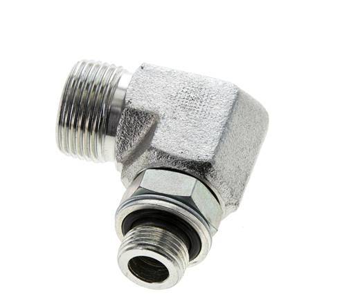 UNS 1''-14 x G 3/8'' Außengewinde Verzinkter Stahl 90 Grad Winkelverschraubung ORFS 400 Bar - Hydraulik